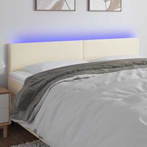 LED posteljno vzglavje krem 200x5x78/88 cm umetno usnje