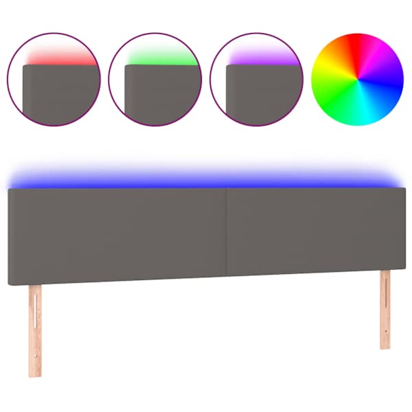 vidaXL LED-voodipeats, hall, 200x5x78/88 cm, kunstnahk