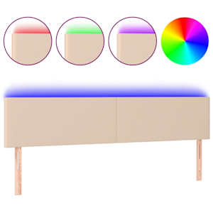 vidaXL LED-voodipeats, Cappuccino, 200x5x78/88 cm kunstnahk