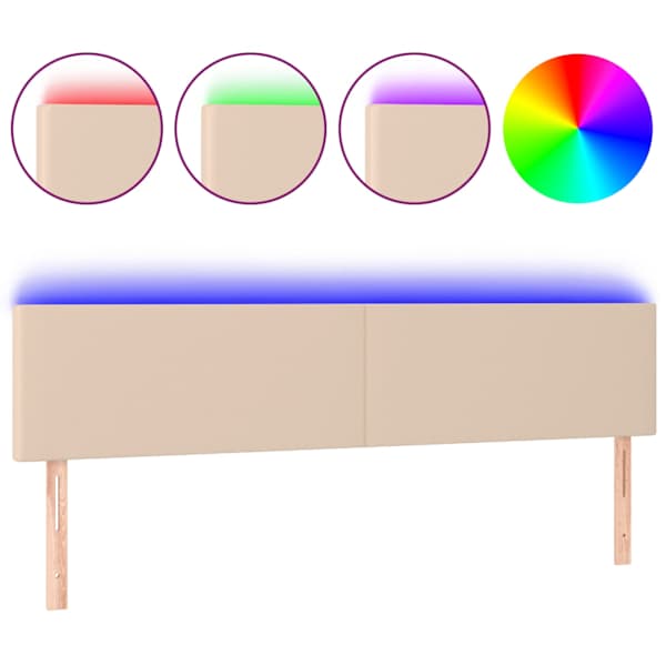 vidaXL LED-voodipeats, Cappuccino, 200x5x78/88 cm kunstnahk