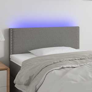 Čelo postele s LED tmavě šedé 80 x 5 x 78/88 cm textil - obrázek 1
