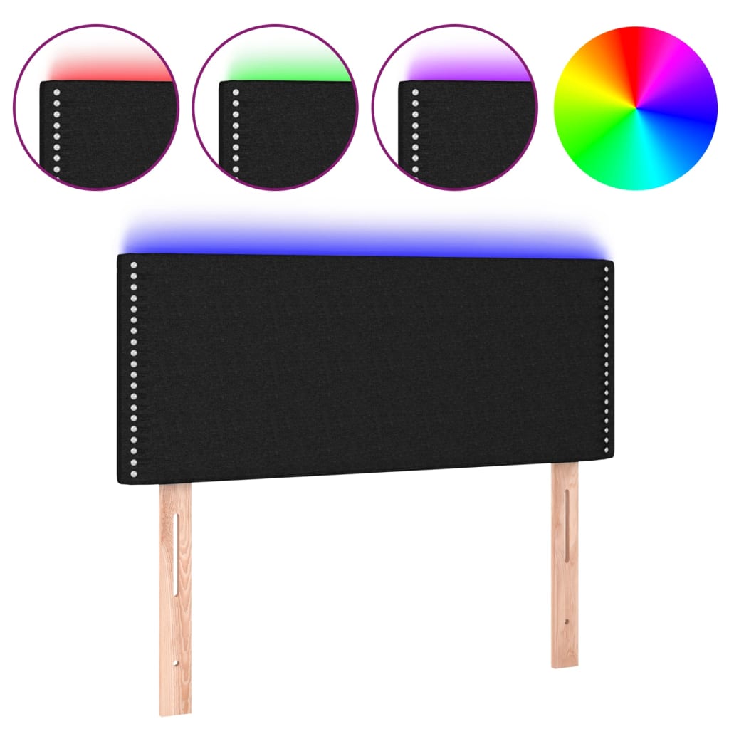 vidaXL Čelo postele s LED černé 80 x 5 x 78/88 cm textil