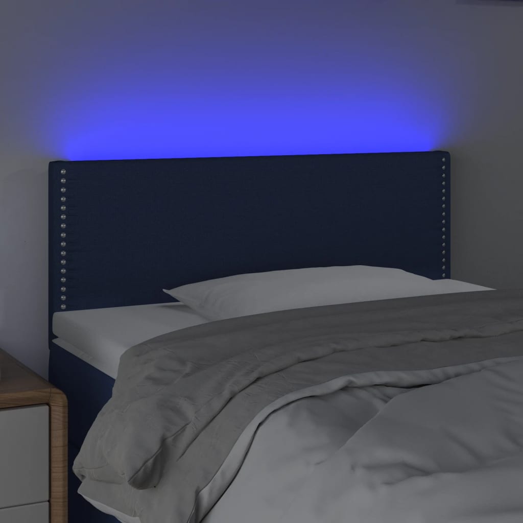 vidaXL Hoofdbord LED 80x5x78/88 cm stof blauw afbeelding