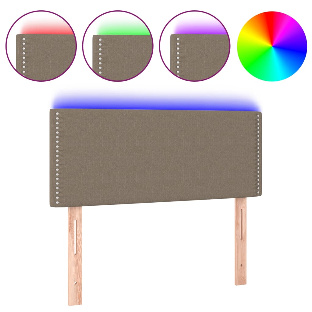 vidaXL ÄŚelo postele s LED taupe 90x5x78/88 cm textil