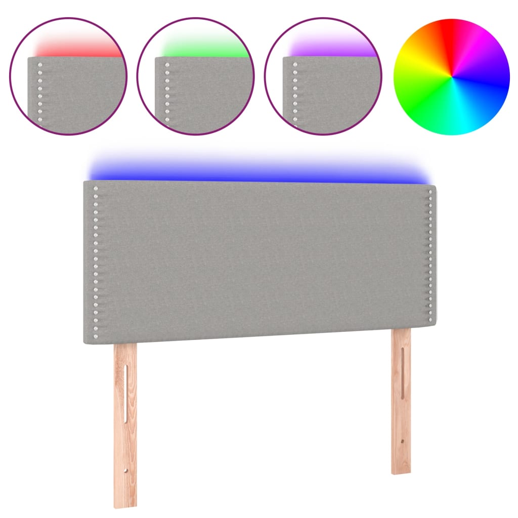 vidaXL Čelo postele s LED světle šedé 100 x 5 x 78/88 cm textil