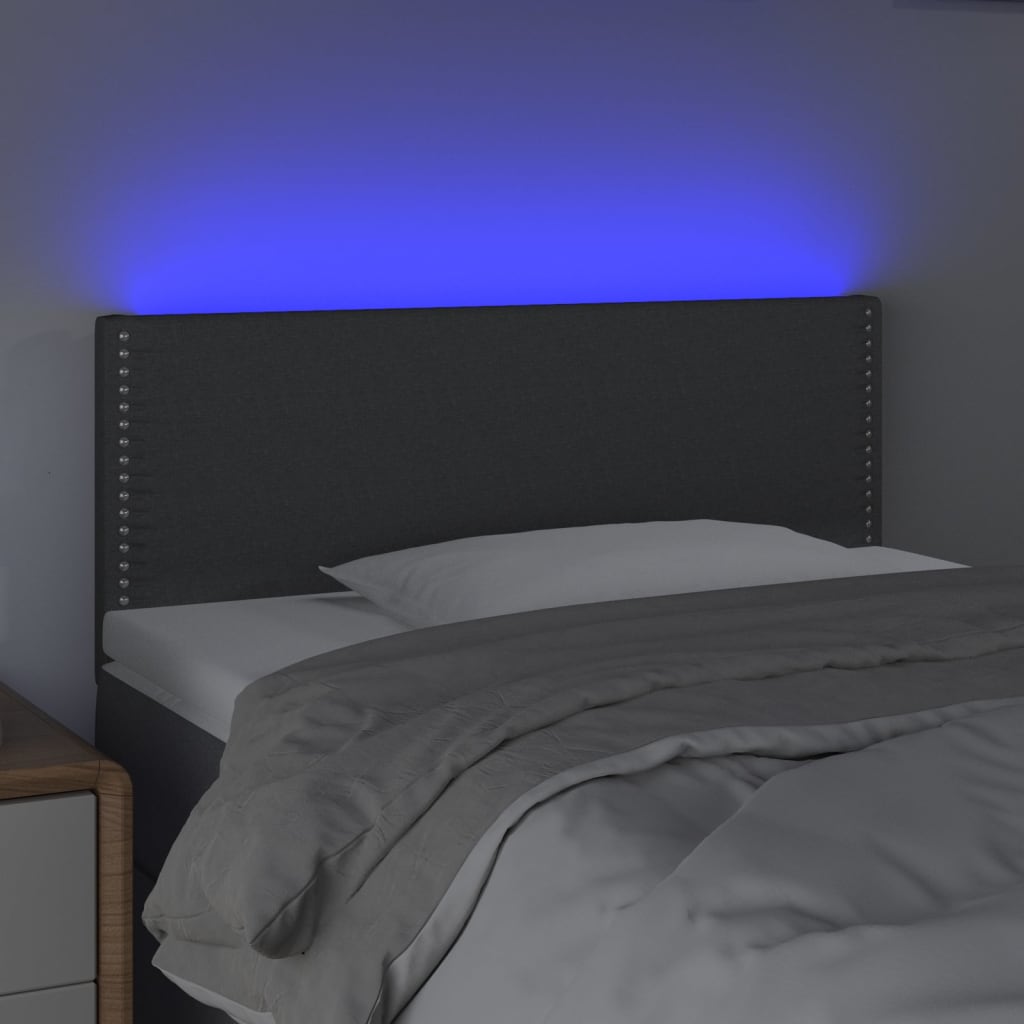 vidaXL Hoofdbord LED 100x5x78/88 cm stof donkergrijs afbeelding