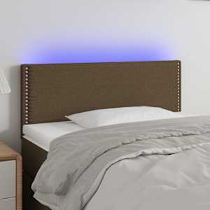 Čelo postele s LED tmavě hnědé 100x5x78/88 cm textil - obrázek 1
