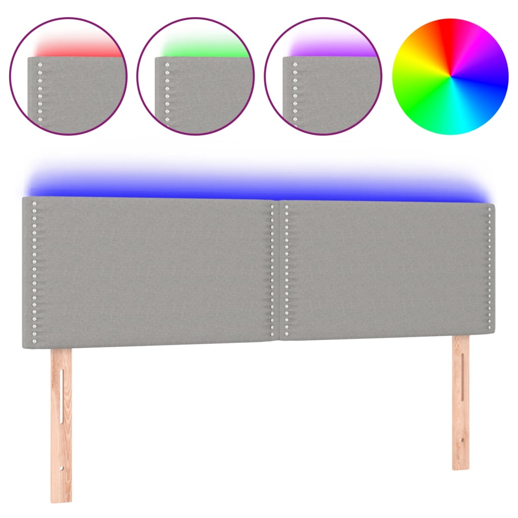 vidaXL ÄŚelo postele s LED svÄ›tle ĹˇedĂ© 144 x 5 x 78/88 cm textil