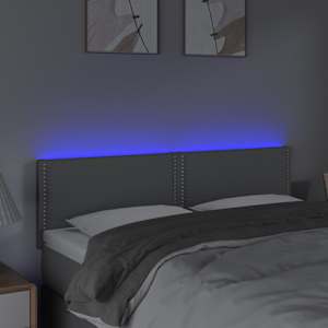 Čelo postele s LED světle šedé 144 x 5 x 78/88 cm textil - obrázek 3