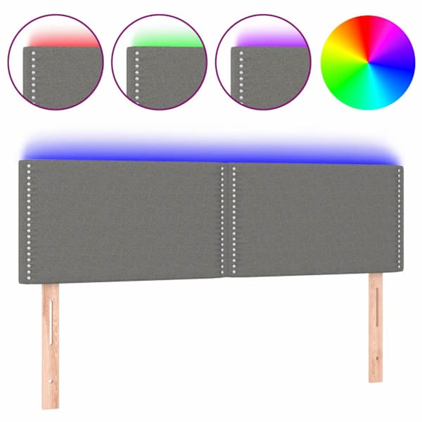 vidaXL LED-voodipeats, tumehall, 144x5x78/88 cm, kangas