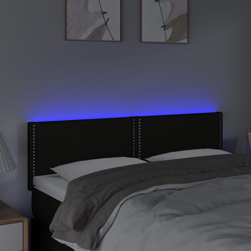 vidaXL Hoofdbord LED 144x5x78/88 cm stof zwart afbeelding