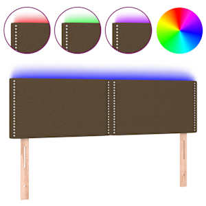Čelo postele s LED tmavě hnědé 144x5x78/88 cm textil - obrázek 2