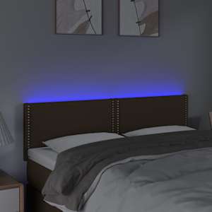 Čelo postele s LED tmavě hnědé 144x5x78/88 cm textil - obrázek 3