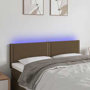 Čelo postele s LED tmavě hnědé 144x5x78/88 cm textil - obrázek 1