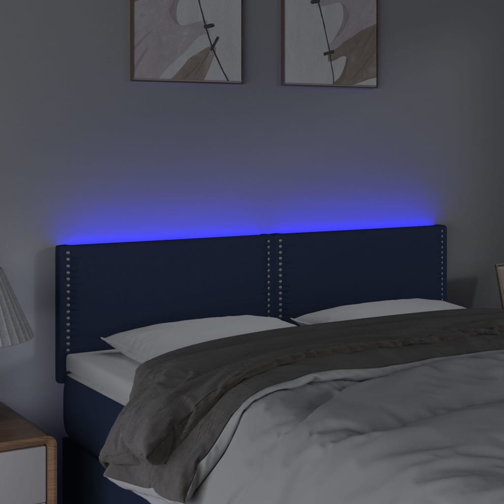 Thumbnail - vidaXL LED Kopfteil Blau 144x5x78/88 cm Stoff
