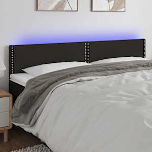Čelo postele s LED černé 160x5x78/88 cm textil - obrázek 1