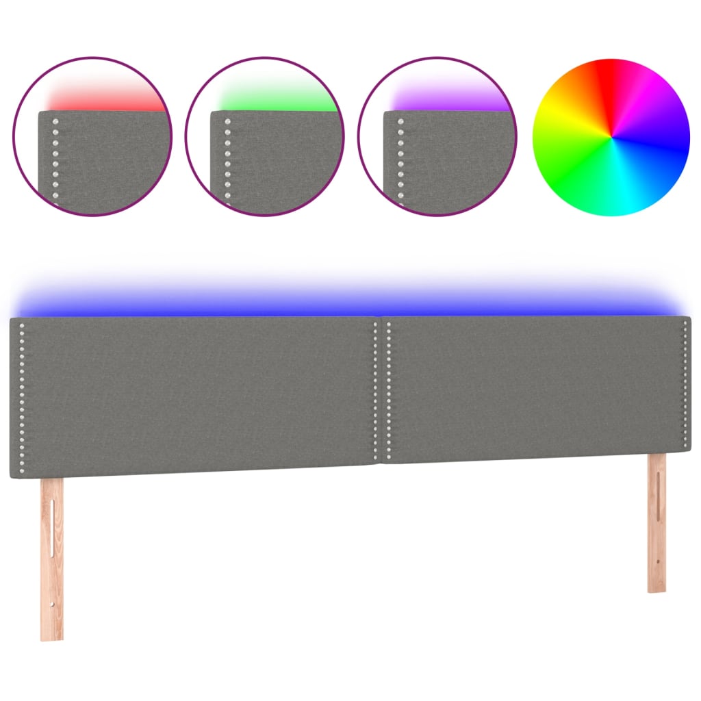 vidaXL ÄŚelo postele s LED tmavÄ› ĹˇedĂ© 180x5x78/88 cm textil