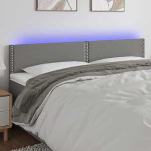 Čelo postele s LED tmavě šedé 180x5x78/88 cm textil