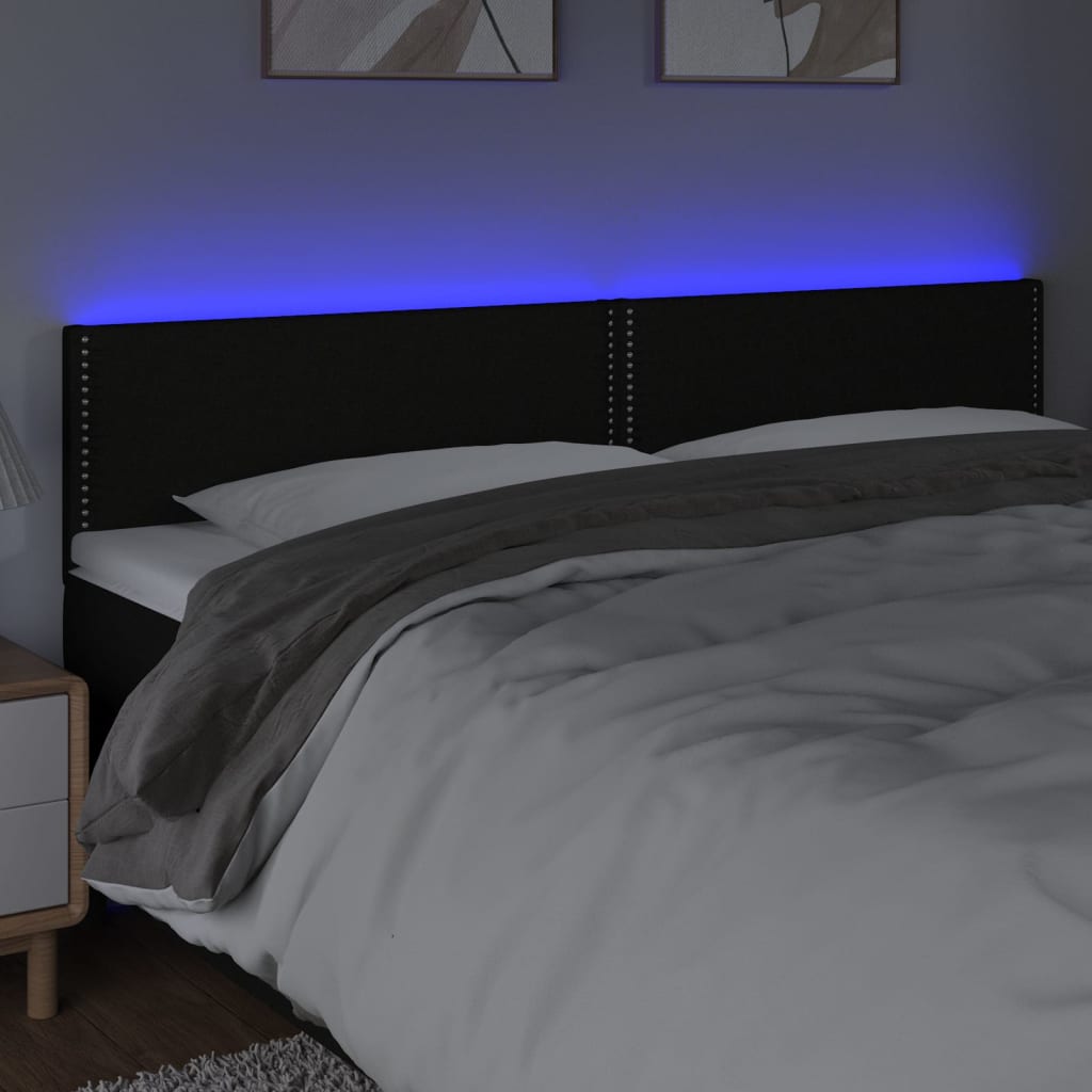 vidaXL Hoofdbord LED 180x5x78/88 cm stof zwart afbeelding