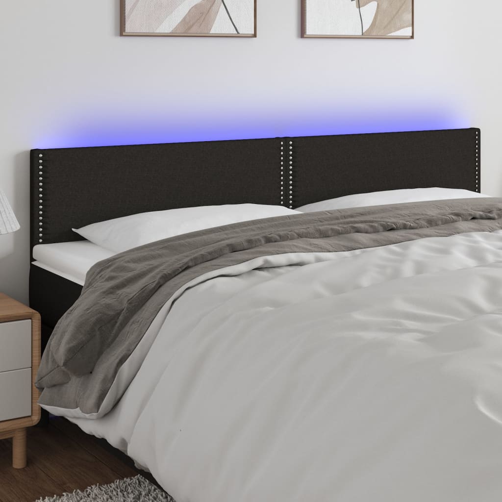 vidaXL Tête de lit à LED Noir 180x5x78/88 cm Tissu