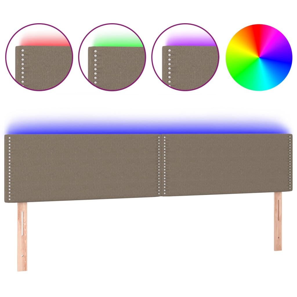 vidaXL Čelo postele s LED taupe 180x5x78/88 cm textil