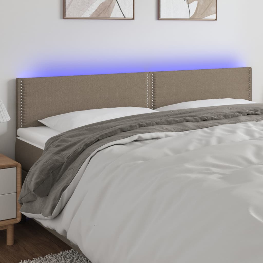 vidaXL Tăblie de pat cu LED, gri taupe, 180x5x78/88 cm, textil 