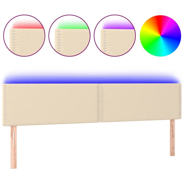 vidaXL LED-voodipeats, kreemjas, 180x5x78/88 cm, kangas
