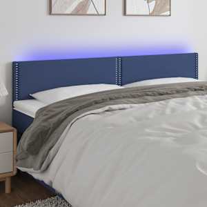 Čelo postele s LED modré 180x5x78/88 cm textil - obrázek 1