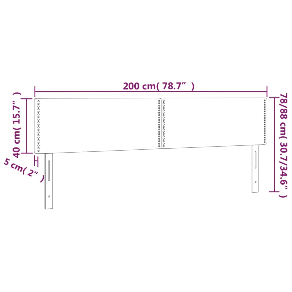 LED posteljno vzglavje črno 200x5x78/88 cm blago