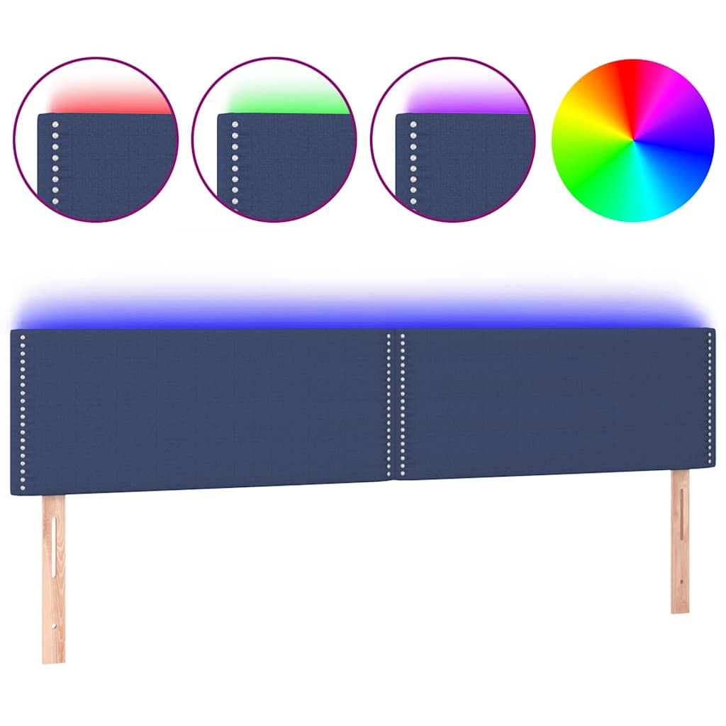 vidaXL Tăblie de pat cu LED, albastru, 200x5x78/88 cm, textil