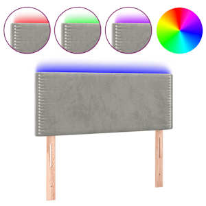 Čelo postele s LED světle šedé 80 x 5 x 78/88 cm samet - obrázek 2