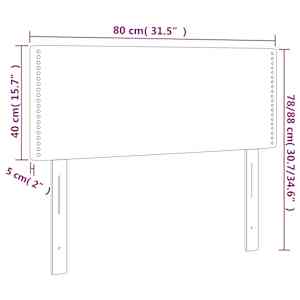 Čelo postele s LED světle šedé 80 x 5 x 78/88 cm samet - obrázek 6