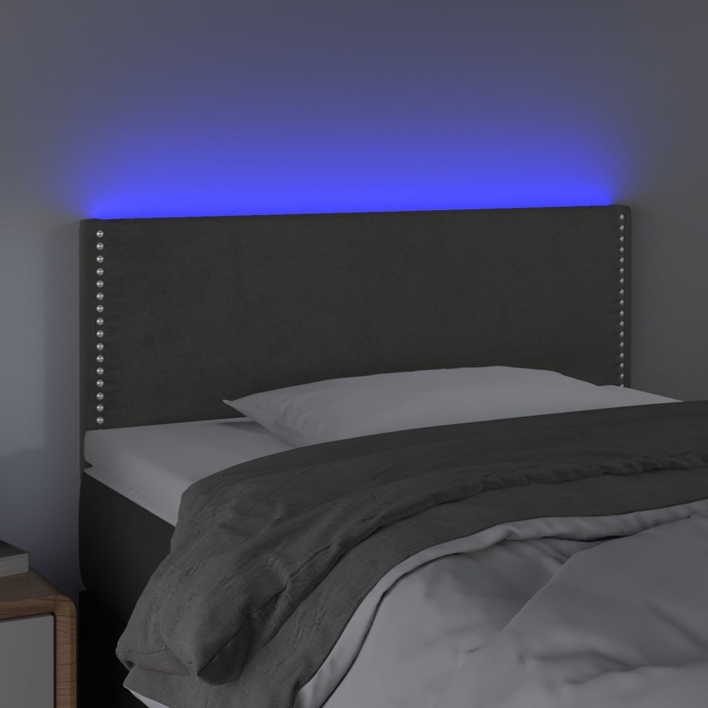 vidaXL Hoofdbord LED 80x5x78/88 cm fluweel donkergrijs afbeelding