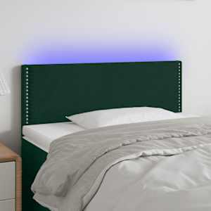 Čelo postele s LED tmavě zelené 80 x 5 x 78/88 cm samet - obrázek 1