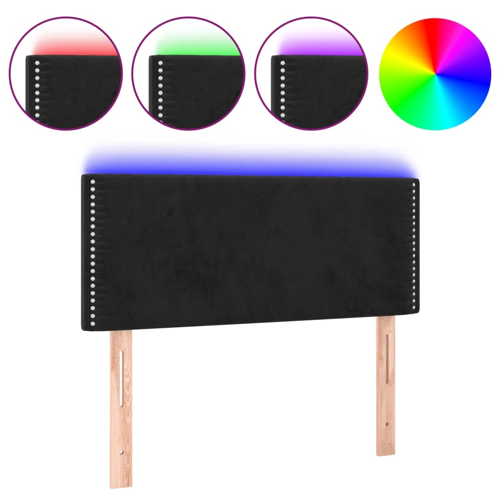 vidaXL Čelo postele s LED černé 90x5x78/88 cm samet