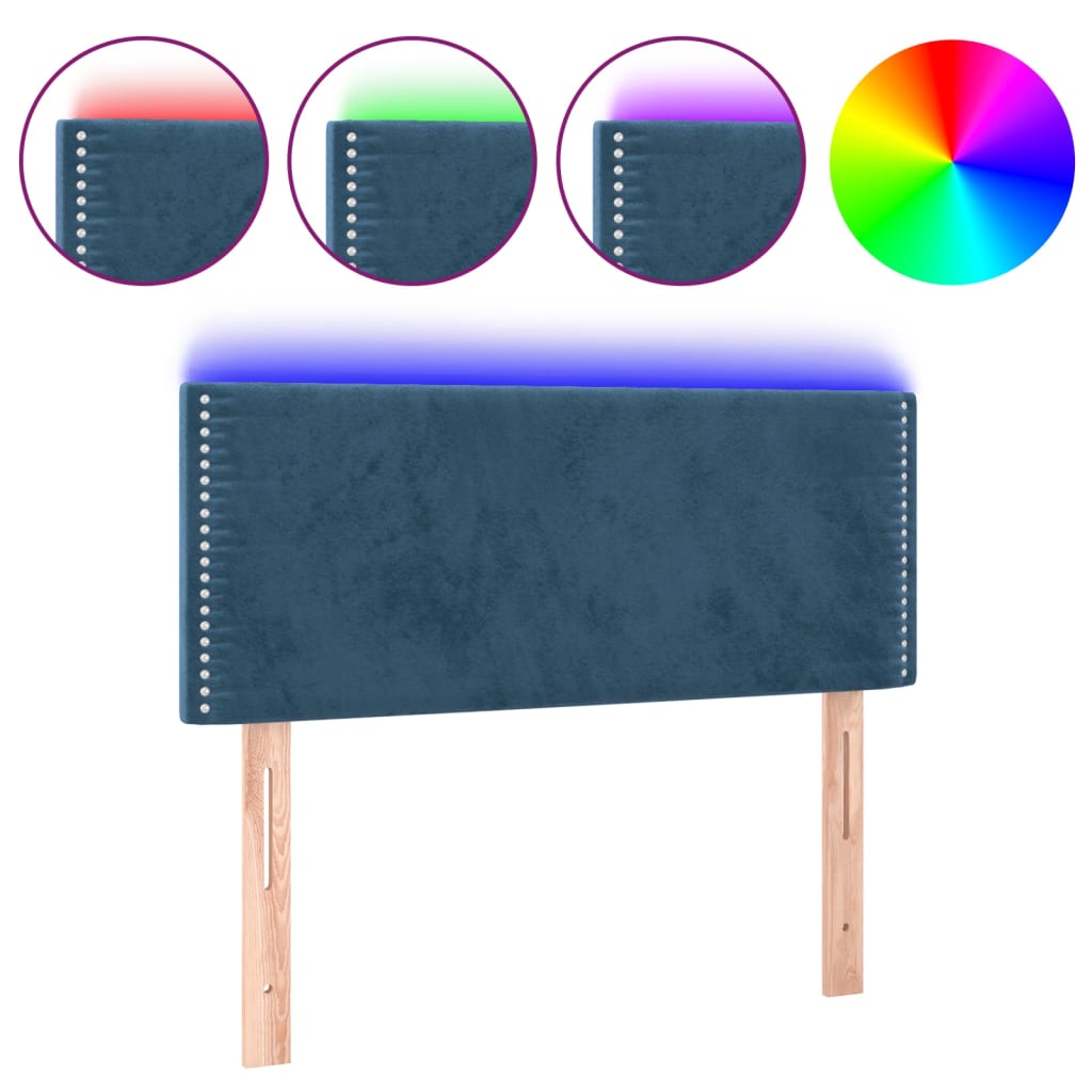 vidaXL Čelo postele s LED tmavě modré 90x5x78/88 cm samet