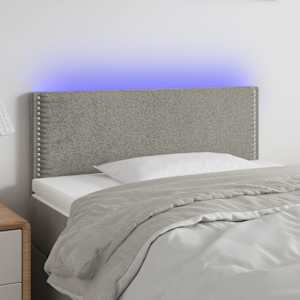 Čelo postele s LED světle šedé 100 x 5 x 78/88 cm samet - obrázek 1