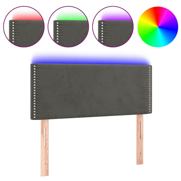 vidaXL LED-voodipeats, tumehall, 100x5x78/88 cm, samet