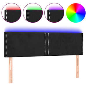 vidaXL LED-voodipeats, must, 144x5x78/88 cm, samet