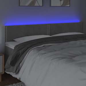 Čelo postele s LED světle šedé 160x5x78/88 cm samet - obrázek 3