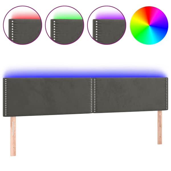 vidaXL LED-voodipeats, tumehall, 160x5x78/88 cm, samet