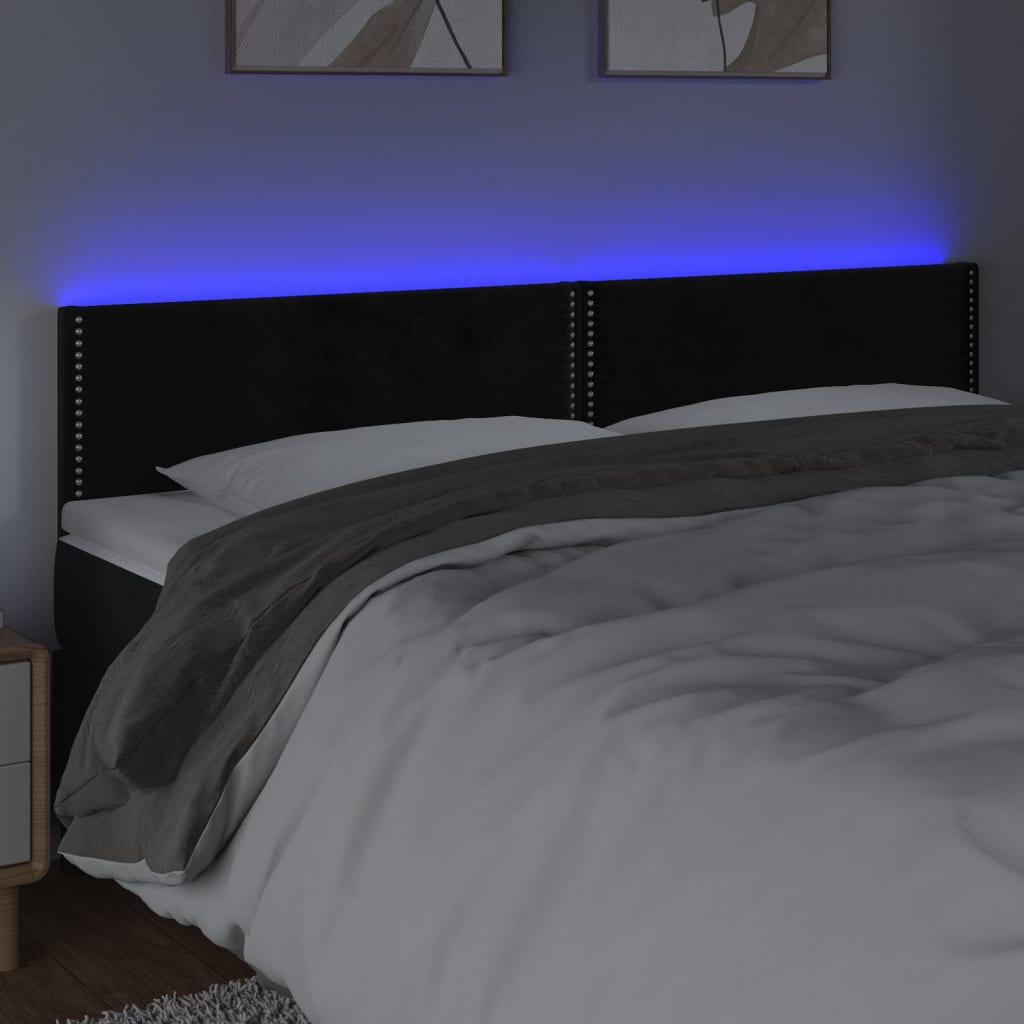 vidaXL Hoofdbord LED 160x5x78/88 cm fluweel zwart afbeelding
