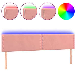 Čelo postele s LED růžové 160x5x78/88 cm samet - obrázek 2