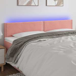 Čelo postele s LED růžové 160x5x78/88 cm samet - obrázek 1