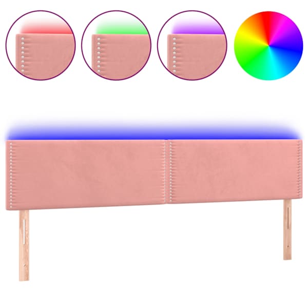 vidaXL LED-voodipeats, roosa, 180x5x78/88 cm, samet