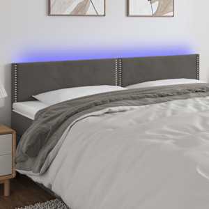 Čelo postele s LED tmavě šedé 200x5x78/88 cm samet - obrázek 1