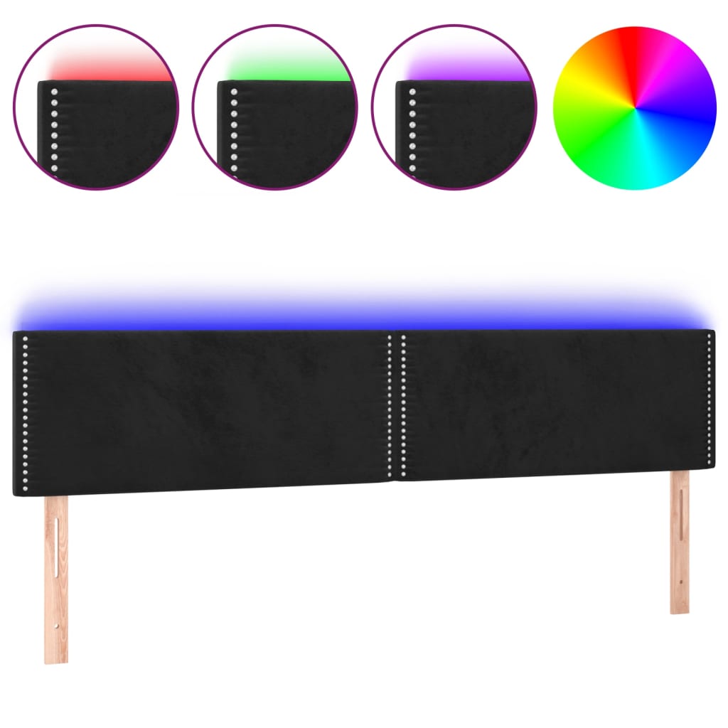 vidaXL ÄŚelo postele s LED ÄŤernĂ© 200x5x78/88 cm samet