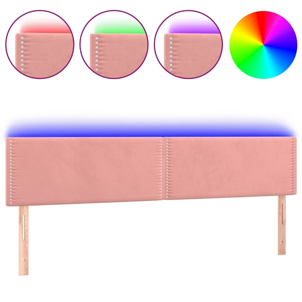 vidaXL Čelo postele s LED růžové 200x5x78/88 cm samet