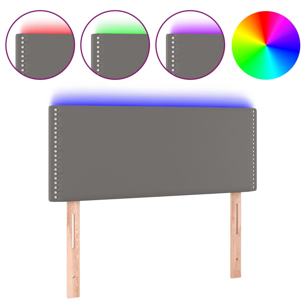 vidaXL Čelo postele s LED šedé 80 x 5 x 78/88 cm umělá kůže