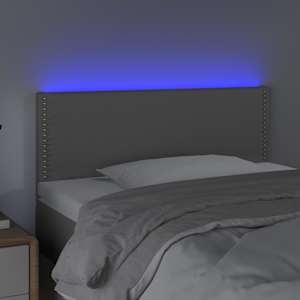 Čelo postele s LED šedé 80 x 5 x 78/88 cm umělá kůže - obrázek 3